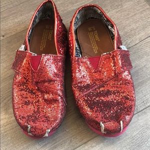 Toms red sparkling girls shoes